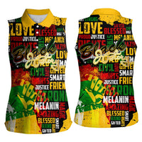 Black History Month Women Sleeveless Polo Shirt Strength Love and Justice Typography