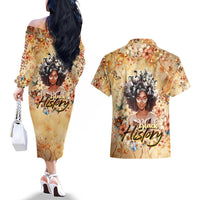 Black History My Roots Couples Matching Off The Shoulder Long Sleeve Dress and Hawaiian Shirt Civil Rights Leaders African Women