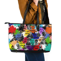 Black History Month Leather Tote Bag African American Paint Splashes