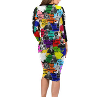 Black History Month Long Sleeve Bodycon Dress African American Paint Splashes