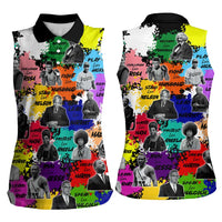 Black History Month Women Sleeveless Polo Shirt African American Paint Splashes
