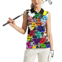 Black History Month Women Sleeveless Polo Shirt African American Paint Splashes