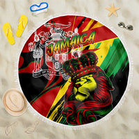 Jamaica Lion Beach Blanket Coat Of Arms Rastafarianism