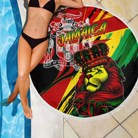 Jamaica Lion Beach Blanket Coat Of Arms Rastafarianism