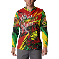 Jamaica Lion Button Sweatshirt Coat Of Arms Rastafarianism