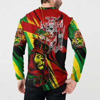 Jamaica Lion Button Sweatshirt Coat Of Arms Rastafarianism