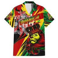 Jamaica Lion Family Matching Long Sleeve Bodycon Dress and Hawaiian Shirt Coat Of Arms Rastafarianism