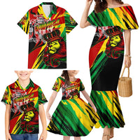 Jamaica Lion Family Matching Mermaid Dress and Hawaiian Shirt Coat Of Arms Rastafarianism