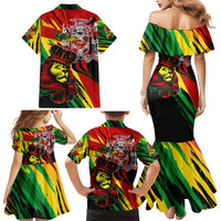 Jamaica Lion Family Matching Mermaid Dress and Hawaiian Shirt Coat Of Arms Rastafarianism