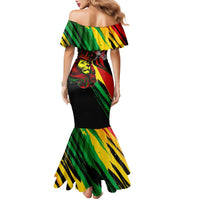 Jamaica Lion Family Matching Mermaid Dress and Hawaiian Shirt Coat Of Arms Rastafarianism