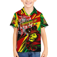 Jamaica Lion Family Matching Short Sleeve Bodycon Dress and Hawaiian Shirt Coat Of Arms Rastafarianism