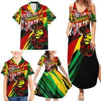 Jamaica Lion Family Matching Summer Maxi Dress and Hawaiian Shirt Coat Of Arms Rastafarianism