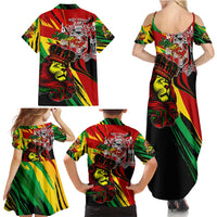Jamaica Lion Family Matching Summer Maxi Dress and Hawaiian Shirt Coat Of Arms Rastafarianism
