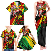 Jamaica Lion Family Matching Tank Maxi Dress and Hawaiian Shirt Coat Of Arms Rastafarianism