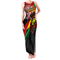 Jamaica Lion Family Matching Tank Maxi Dress and Hawaiian Shirt Coat Of Arms Rastafarianism