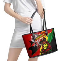Jamaica Lion Leather Tote Bag Coat Of Arms Rastafarianism