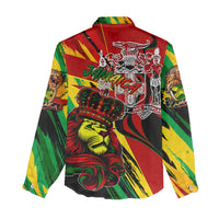 Jamaica Lion Women Casual Shirt Coat Of Arms Rastafarianism