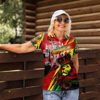 Jamaica Lion Women Polo Shirt Coat Of Arms Rastafarianism