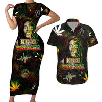 King Of Reggae Couples Matching Short Sleeve Bodycon Dress and Hawaiian Shirt Legend Bob Peace and Love