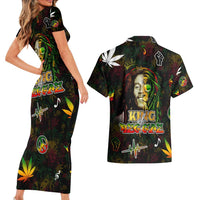 King Of Reggae Couples Matching Short Sleeve Bodycon Dress and Hawaiian Shirt Legend Bob Peace and Love