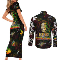 King Of Reggae Couples Matching Short Sleeve Bodycon Dress and Long Sleeve Button Shirt Legend Bob Peace and Love
