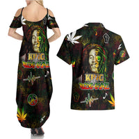 King Of Reggae Couples Matching Summer Maxi Dress and Hawaiian Shirt Legend Bob Peace and Love
