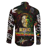 King Of Reggae Family Matching Long Sleeve Bodycon Dress and Hawaiian Shirt Legend Bob Peace and Love