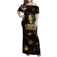 King Of Reggae Family Matching Off Shoulder Maxi Dress and Hawaiian Shirt Legend Bob Peace and Love