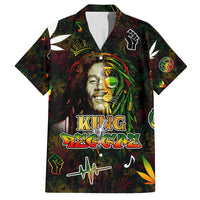 King Of Reggae Family Matching Short Sleeve Bodycon Dress and Hawaiian Shirt Legend Bob Peace and Love