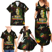 King Of Reggae Family Matching Summer Maxi Dress and Hawaiian Shirt Legend Bob Peace and Love