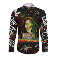 King Of Reggae Long Sleeve Button Shirt Legend Bob Peace and Love