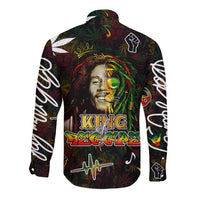King Of Reggae Long Sleeve Button Shirt Legend Bob Peace and Love