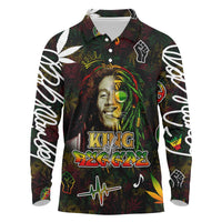 King Of Reggae Long Sleeve Polo Shirt Legend Bob Peace and Love