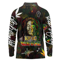 King Of Reggae Long Sleeve Polo Shirt Legend Bob Peace and Love
