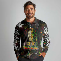King Of Reggae Long Sleeve Polo Shirt Legend Bob Peace and Love