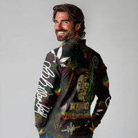King Of Reggae Long Sleeve Polo Shirt Legend Bob Peace and Love