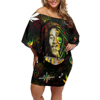 King Of Reggae Off Shoulder Short Dress Legend Bob Peace and Love
