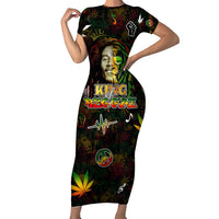 King Of Reggae Short Sleeve Bodycon Dress Legend Bob Peace and Love