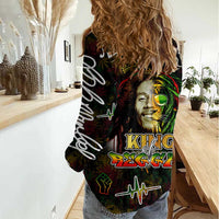King Of Reggae Women Casual Shirt Legend Bob Peace and Love