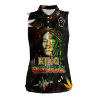 King Of Reggae Women Sleeveless Polo Shirt Legend Bob Peace and Love