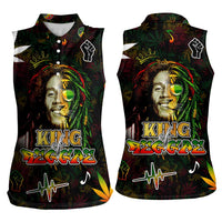 King Of Reggae Women Sleeveless Polo Shirt Legend Bob Peace and Love