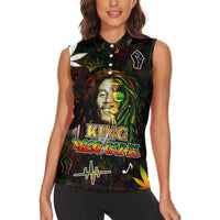 King Of Reggae Women Sleeveless Polo Shirt Legend Bob Peace and Love