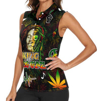King Of Reggae Women Sleeveless Polo Shirt Legend Bob Peace and Love