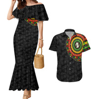 Adinkra Symbols Couples Matching Mermaid Dress and Hawaiian Shirt African Culture - Wonder Print Shop