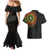 Adinkra Symbols Couples Matching Mermaid Dress and Hawaiian Shirt African Culture - Wonder Print Shop