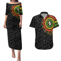 Adinkra Symbols Couples Matching Puletasi Dress and Hawaiian Shirt African Culture - Wonder Print Shop
