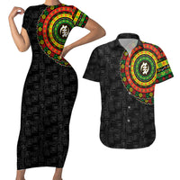 Adinkra Symbols Couples Matching Short Sleeve Bodycon Dress and Hawaiian Shirt African Culture - Wonder Print Shop