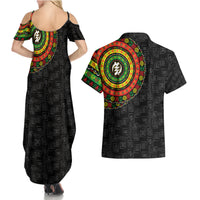 Adinkra Symbols Couples Matching Summer Maxi Dress and Hawaiian Shirt African Culture - Wonder Print Shop