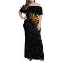 Adinkra Symbols Family Matching Off Shoulder Maxi Dress and Hawaiian Shirt African Culture - Wonder Print Shop