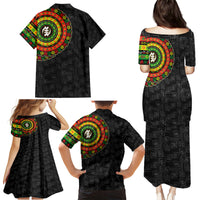Adinkra Symbols Family Matching Puletasi Dress and Hawaiian Shirt African Culture - Wonder Print Shop
